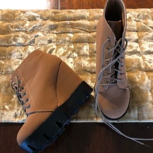 Wedged lace up booties NWOT by bamboo